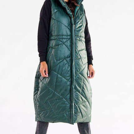 Streamlined Zippered Vest with Oversized Silhouette