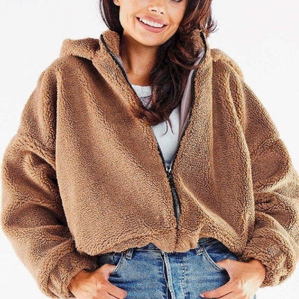 Cozy Autumn Hooded Jacket with Stylish Ribbed Hem