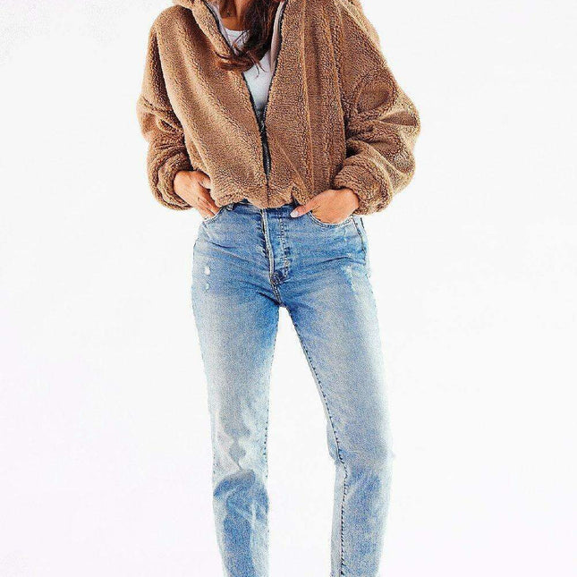 Cozy Autumn Hooded Jacket with Stylish Ribbed Hem