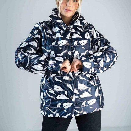 Sleek High-Collar Quilted Jacket with Fashionable Elastic Accents