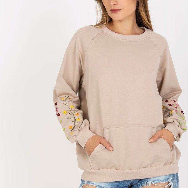 Parisian Inspired Embroidered Sweatshirt Kangaroo Pocket