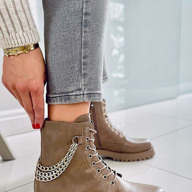 Lace-Up Women's Boots with Chains - Model 174510