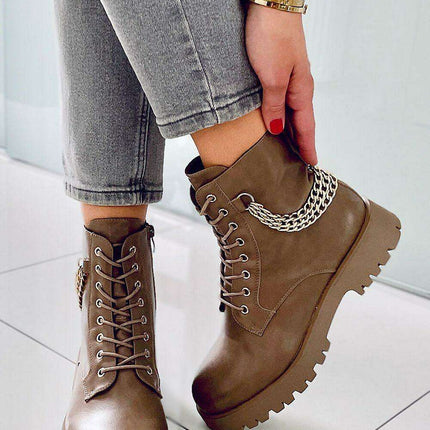 Lace-Up Women's Boots with Chains - Model 174510