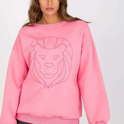 Chic Embroidered Cotton-Polyester Sweatshirt - Versatile One Size Fit