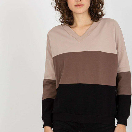 Trendy Colorblock Heart Neckline Sweatshirt For Women