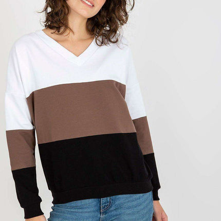 Trendy Colorblock Heart Neckline Sweatshirt For Women