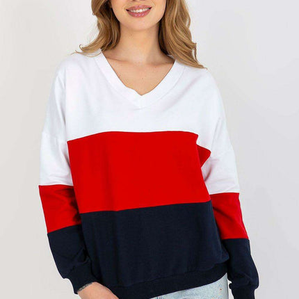Trendy Colorblock Heart Neckline Sweatshirt For Women