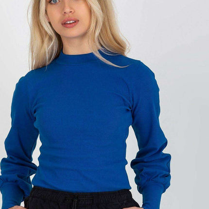 Chic Ribbed Blouse With Wide Cuffed Sleeves Effortless Style