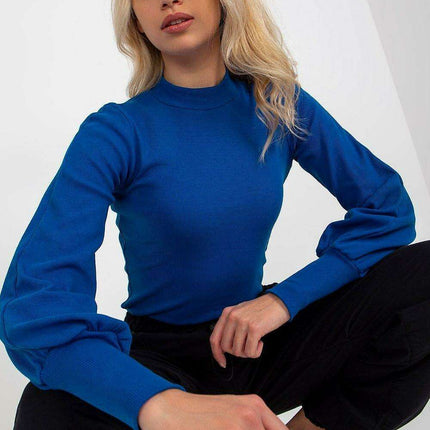 Chic Ribbed Blouse With Wide Cuffed Sleeves Effortless Style