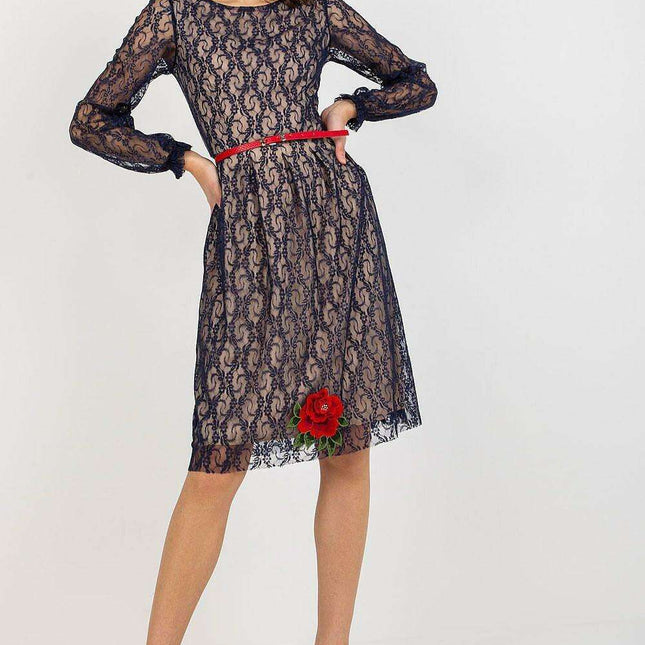 Elegant Lace Floral Evening Gown with Waist Cincher