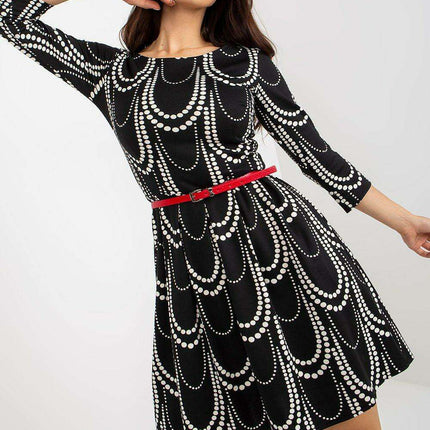 Elegant Navy Blue Cotton Midi Dress with 3/4 Sleeves for Every Occasion