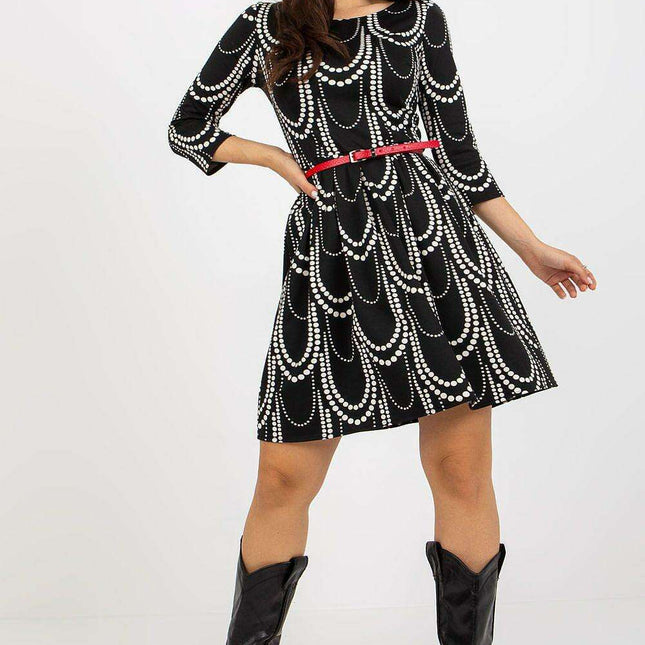 Elegant Navy Blue Cotton Midi Dress with 3/4 Sleeves for Every Occasion