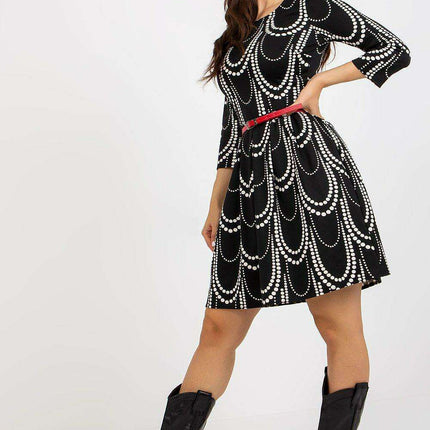 Elegant Navy Blue Cotton Midi Dress with 3/4 Sleeves for Every Occasion