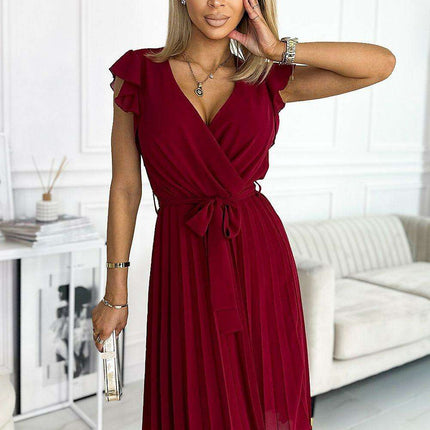 Charming Pink Flower-Embellished Ruffled Cocktail Dress