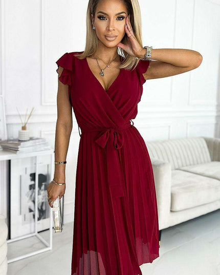 Charming Pink Flower-Embellished Ruffled Cocktail Dress