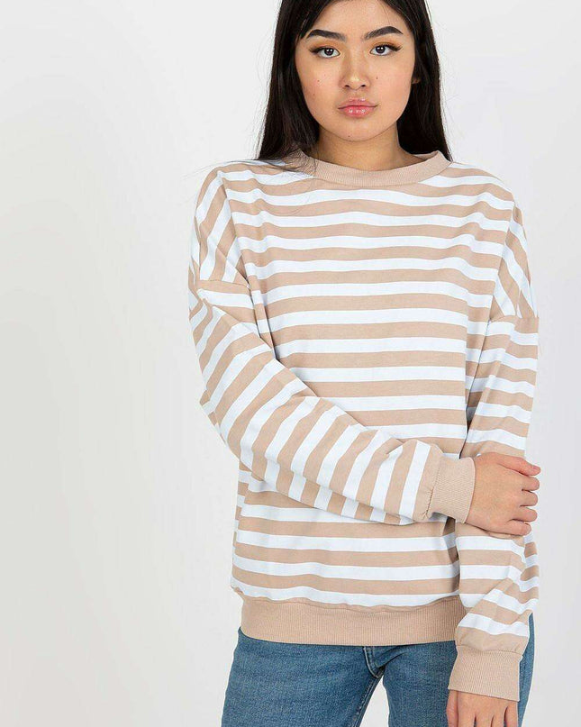 Chic Striped Cotton Sweater Round Neck Women Parisian
