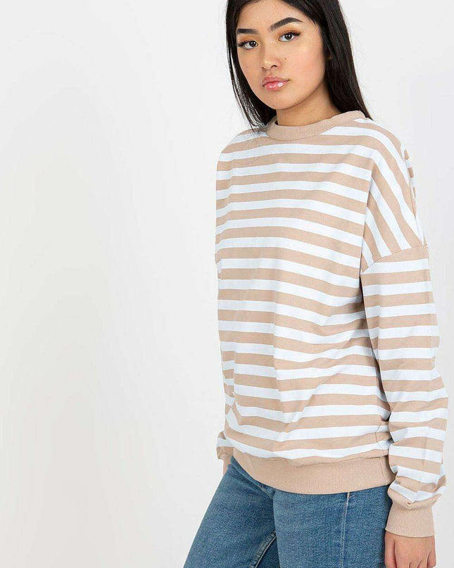 Chic Striped Cotton Sweater Round Neck Women Parisian