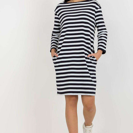 Elegant Striped Cotton Day Dress With Parisian Flair