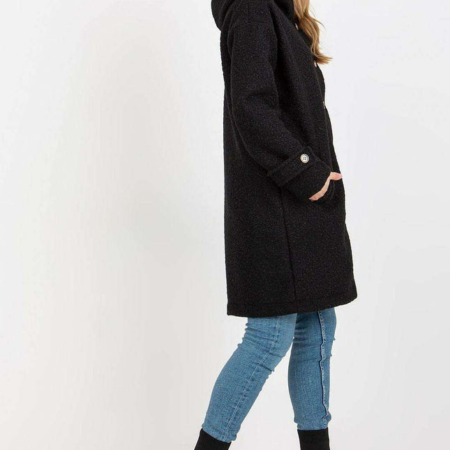 Snuggly Hooded Plush Button-Up Coat