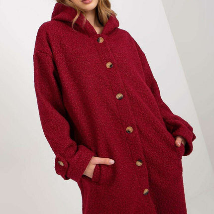 Snuggly Hooded Plush Button-Up Coat