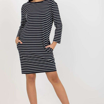 Chic Striped Paris Day Dress Soft Cotton Spandex Fit