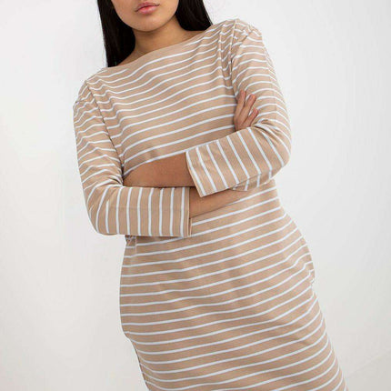 Chic Striped Paris Day Dress Soft Cotton Spandex Fit