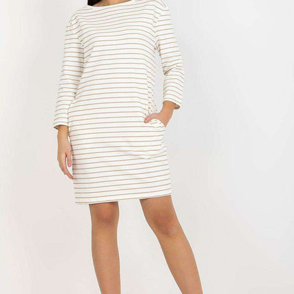 Chic Striped Paris Day Dress Soft Cotton Spandex Fit