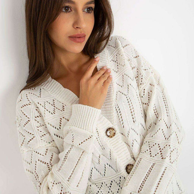 Chic Openwork Button Down Cardigan For Elegant Casual Wear
