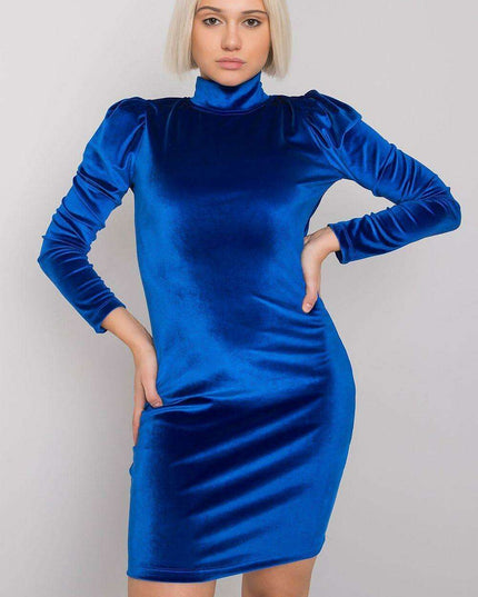 Cobalt Luxe Velour Evening Dress Elegant Cocktail Gown