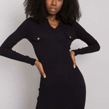 Chic Ribbed Pencil Dress With Heart Neckline Parisian Style