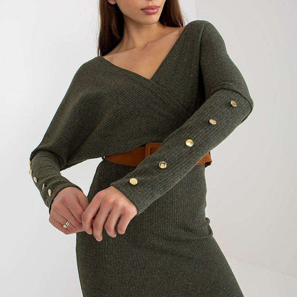 Chic Envelope Neck Knit Bodycon Dress
