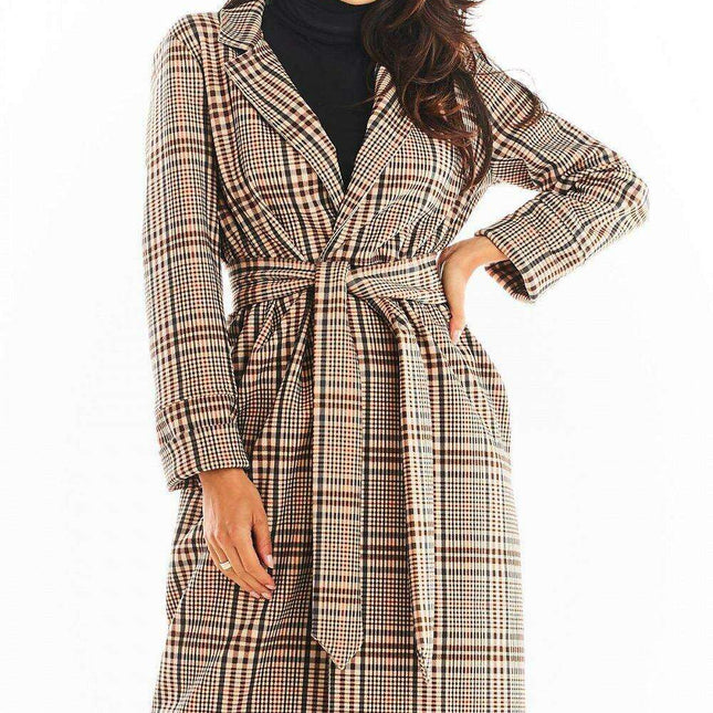 Elegant Double Collar Coat with Belted Waist