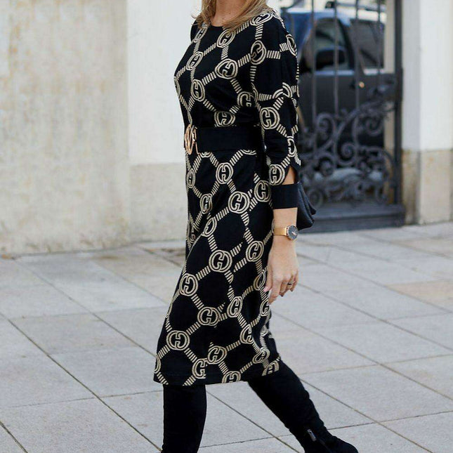 Sophisticated Jacquard Knit Daydress for Effortless Style