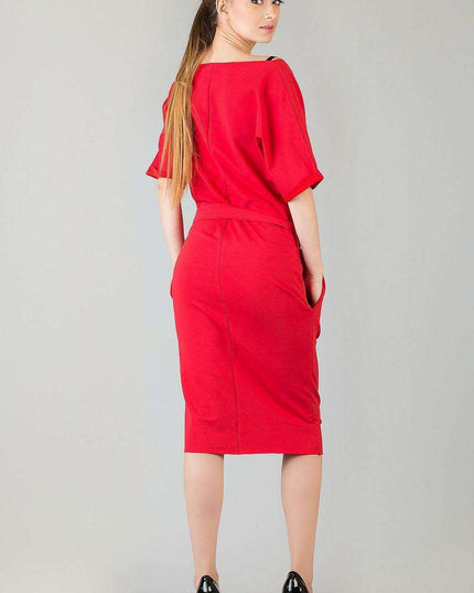 Elegant Kimono-Inspired Day Dress with Decorative Cuff Sleeves - Tessita Model 42696