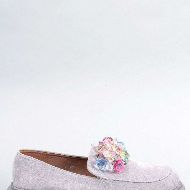 Suede Platform Moccasins with Glittering Stones