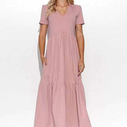 Enchanting Ruffled Maxi Dress - Feminine Charm in Makadamia