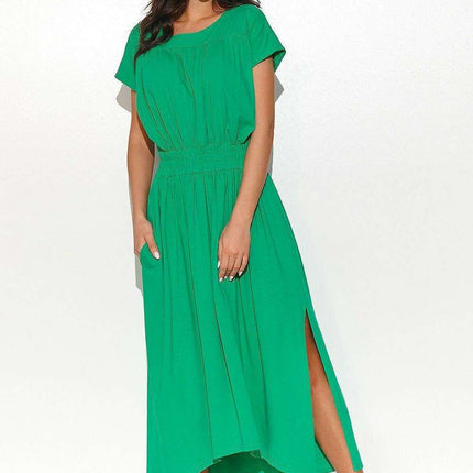 Chic Asymmetrical Knit Daydress with Elegant Draping