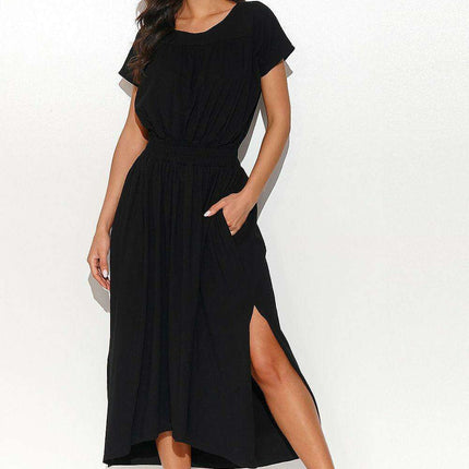 Chic Asymmetrical Knit Daydress with Elegant Draping