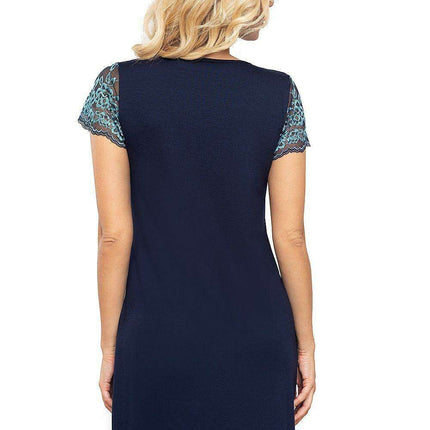 Lace-Decorated Fitted Nightgown with Elegant Flare