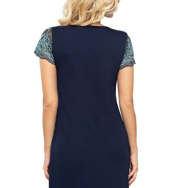 Lace-Decorated Fitted Nightgown with Elegant Flare