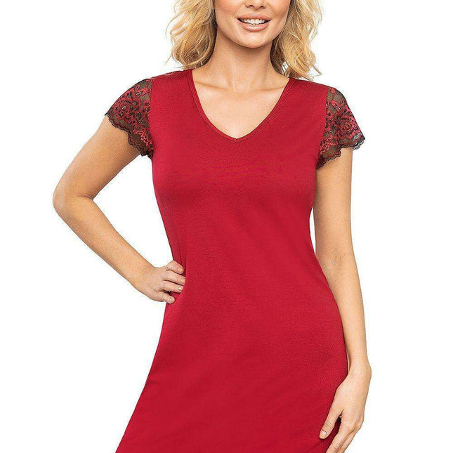 Lace-Trimmed V-Neck Nightgown by T!SSI