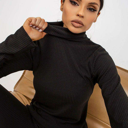Chic Ribbed Turtleneck Long Sleeve Blouse for Women