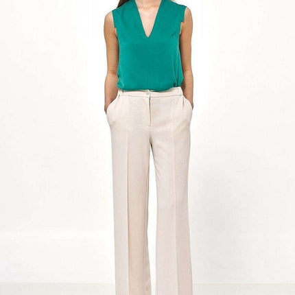 Chic Caramel High Rise Women Trousers Elegant Style