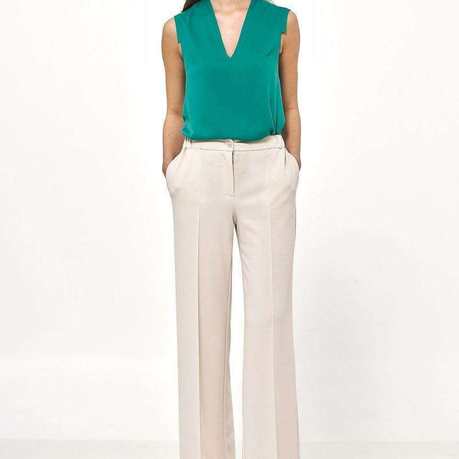 Chic Caramel High Rise Women Trousers Elegant Style