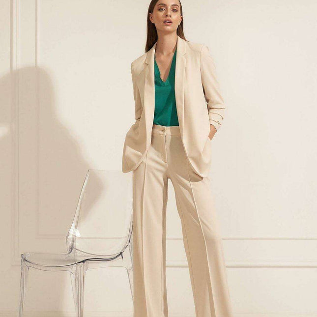 Chic Caramel High Rise Women Trousers Elegant Style