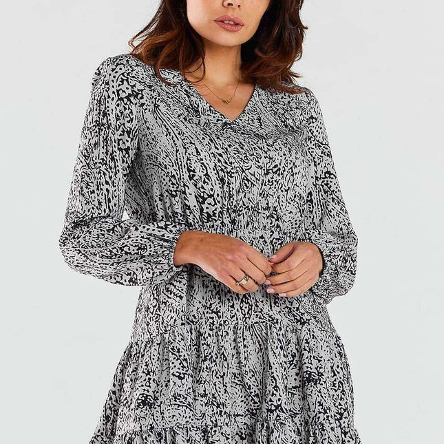 Sophisticated V-Neck Long Sleeve A470 Mini Dress