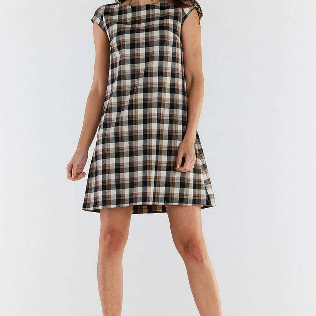 Stylish Checkered A-Line Mini Dress