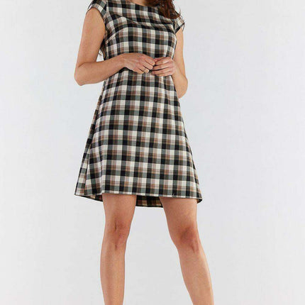 Stylish Checkered A-Line Mini Dress