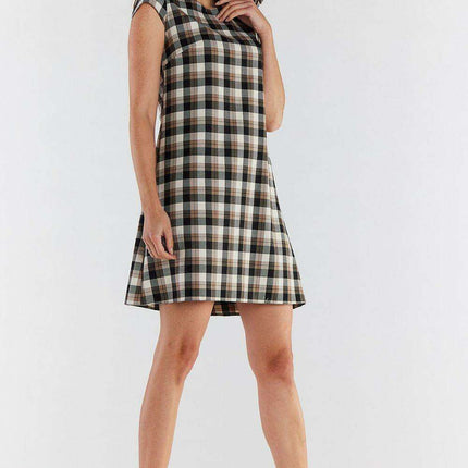 Stylish Checkered A-Line Mini Dress