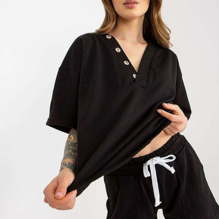 Chic Heart Neckline Loungewear Set with Adjustable Tie-Waist Shorts